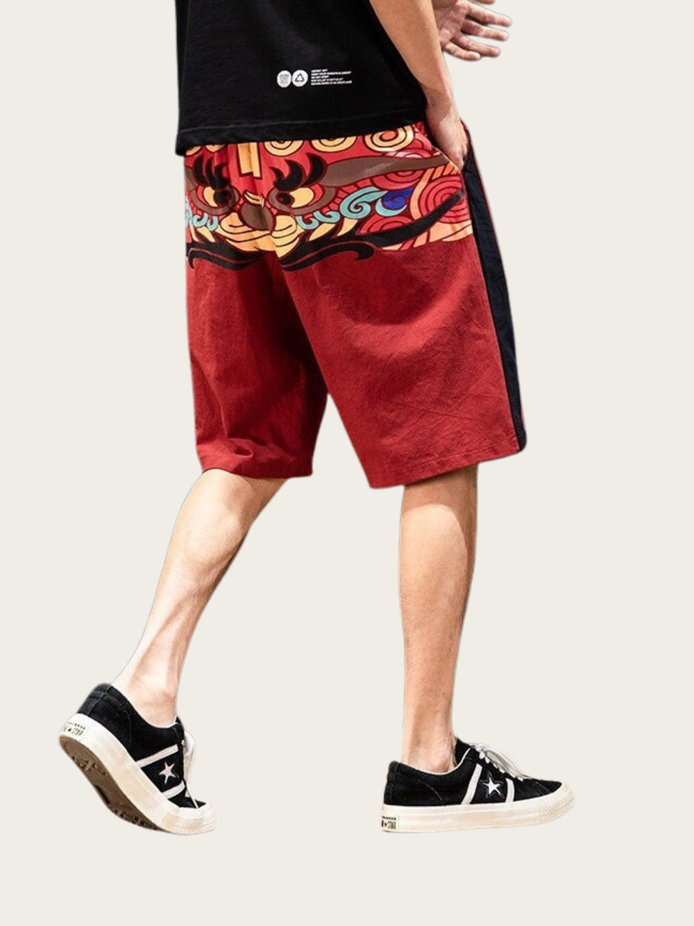 Red Geo Color Japanese Shorts – Bold Street Style & Comfort