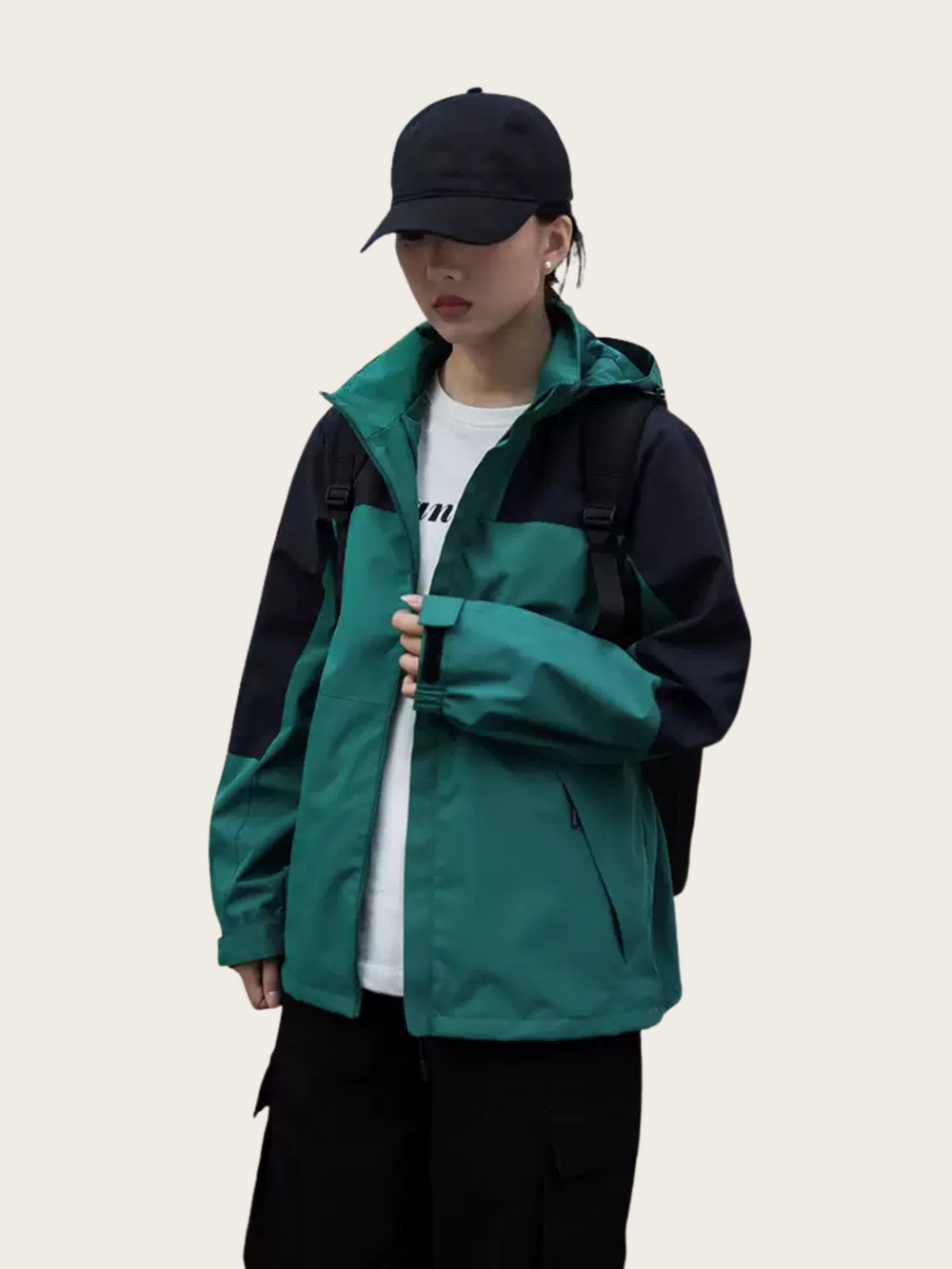 Men's Color Block Hooded Waterproof Outdoor Jacket