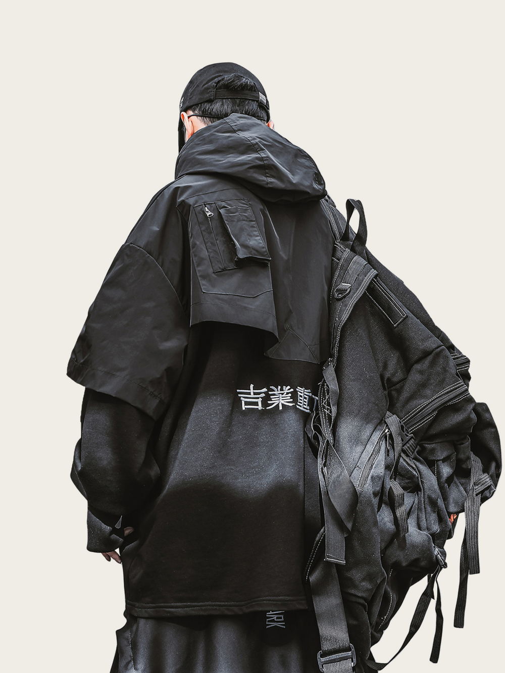 Layered Hoodie with Functional Design – Blue & Black Options