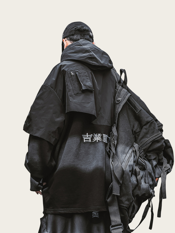 Layered Hoodie with Functional Design – Blue & Black Options