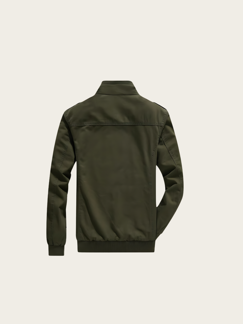 Green jacket on a beige background