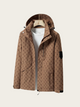 Brown patterned jacket on a beige background