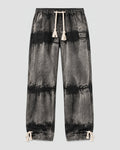 Men's Banded Tie-Dye Straight Jeans with Drawstring Waist, front view, product photo