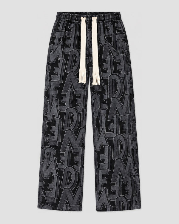 Outline Letter Corduroy Wide-Leg Pants, front view, product photo