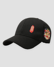 Baseball Cap with Embroidered Lion Dance Head and Red Seal