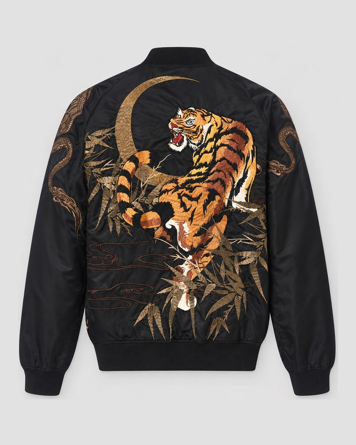 Tiger and Dragon Embroidered Bomber Jacket