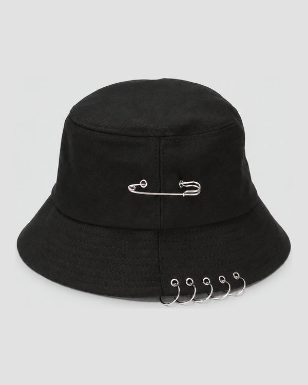 Safety Pin Ring Bucket Hat, front view, product photo