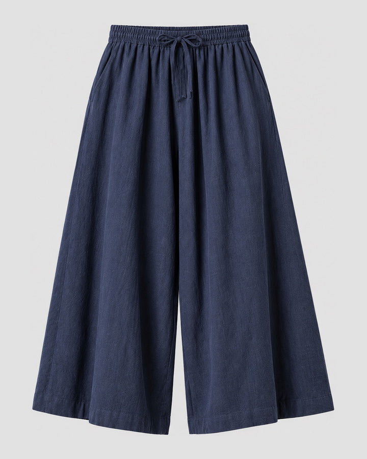 Extra-Wide Linen-Cotton Skirt Pants