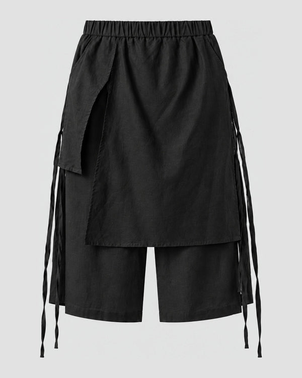 Layered Wrap Wide-Leg Pants, front view, product photo