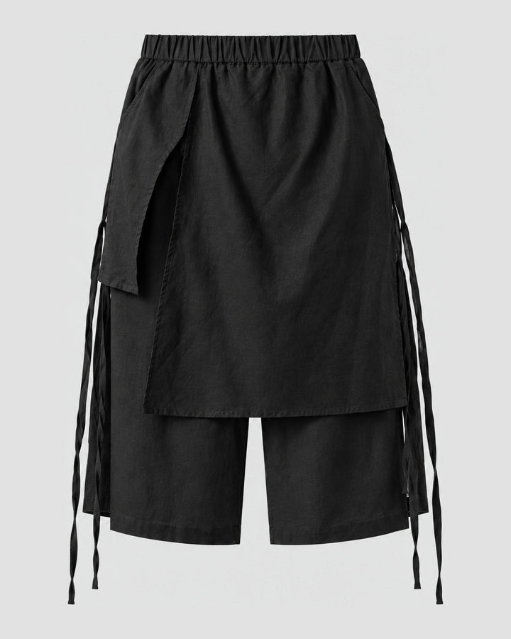 Layered Wrap Wide-Leg Pants