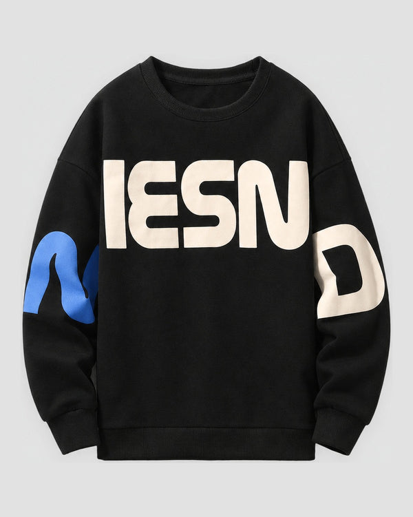 Block Letter Print Sweatshirt, front view, product photo