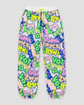Neon Graffiti Print Jogger Pants, front view, product photo