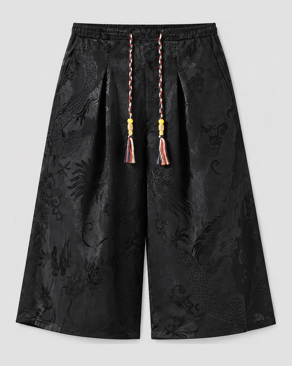 Dragon Jacquard Cropped Wide-Leg Pants, front view, product photo