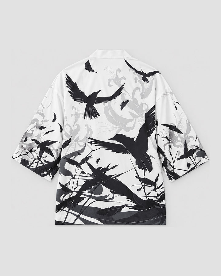Ink Bird and Spider Lily Haori Cardigan
