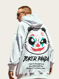 Person wearing a hoodie with a 'Joker Panda' design on the back.
