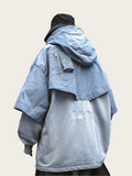 Layered Hoodie with Functional Design – Blue & Black Options