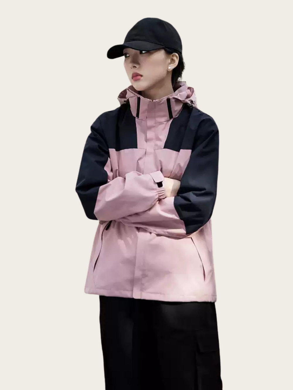 Men's Color Block Hooded Waterproof Outdoor Jacket