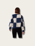 Checkered Chic Mohair Japanese Sweater - Blue