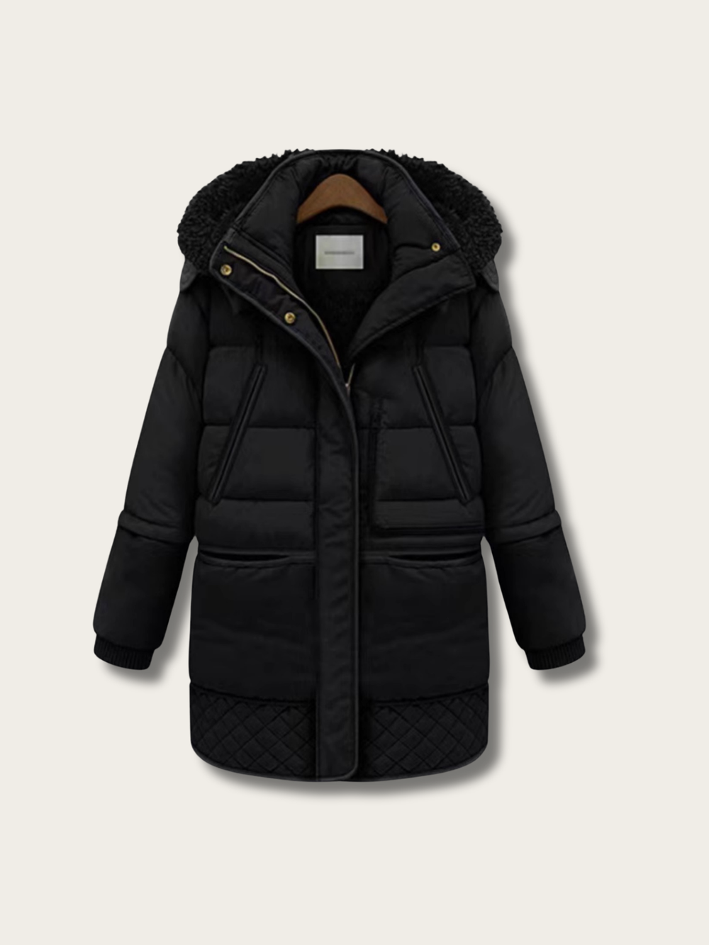 Arctic Elegance Wool Parka Jacket - #000000:Black