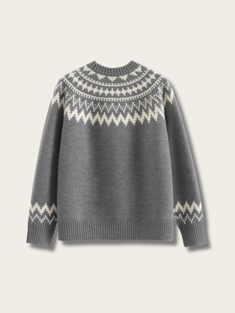 Minimalist Nordic Knit Sweater - #808080:Gray