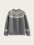 Minimalist Nordic Knit Sweater - #808080:Gray