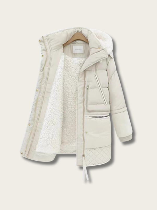 Arctic Elegance Wool Parka Jacket - #000000:Black