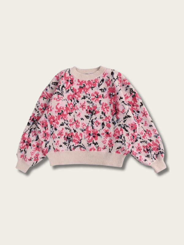 Floral Bliss Knit Sweater - #fffdd0:Cream