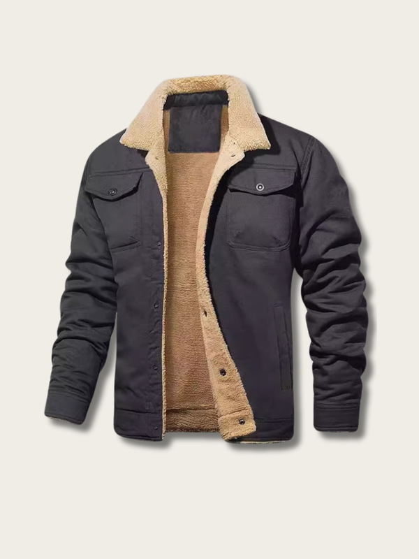 Trailblazer Sherpa Lined Canvas Jacket - black:Black