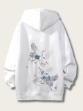 Embroidered Elegant Wind Crane Japanese Hoodie - Medium