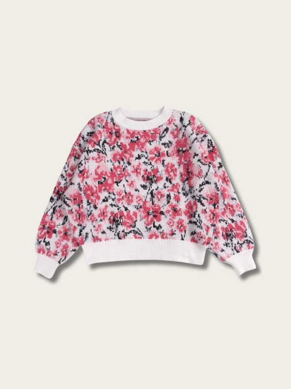 Floral Bliss Knit Sweater - #ffc0cb:Pink