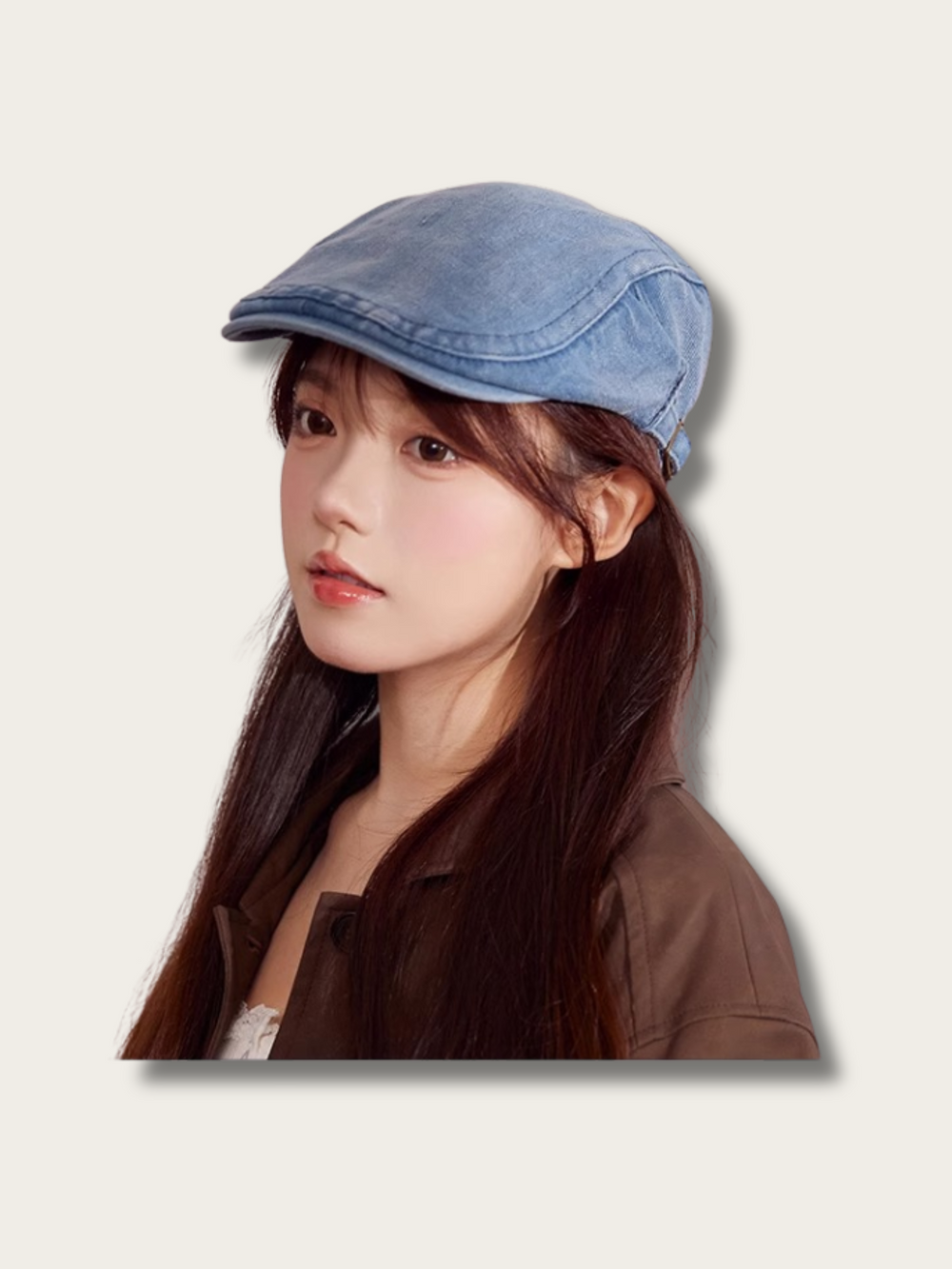 Classic Denim Flat Cap - Dark Blue:Dark Blue