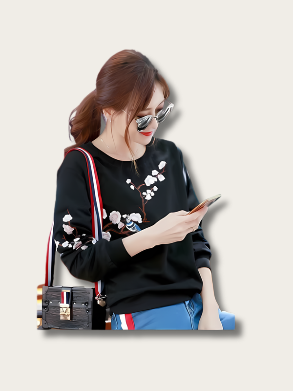 Blossom Aviary Sweatshirt - black:Black
