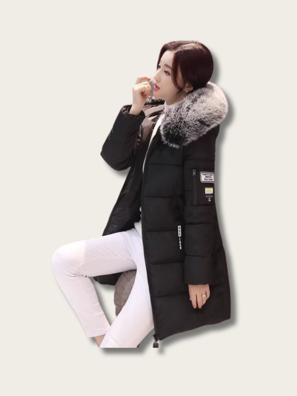 Winter Luxe Fur-Trimmed Puffer Coat - M