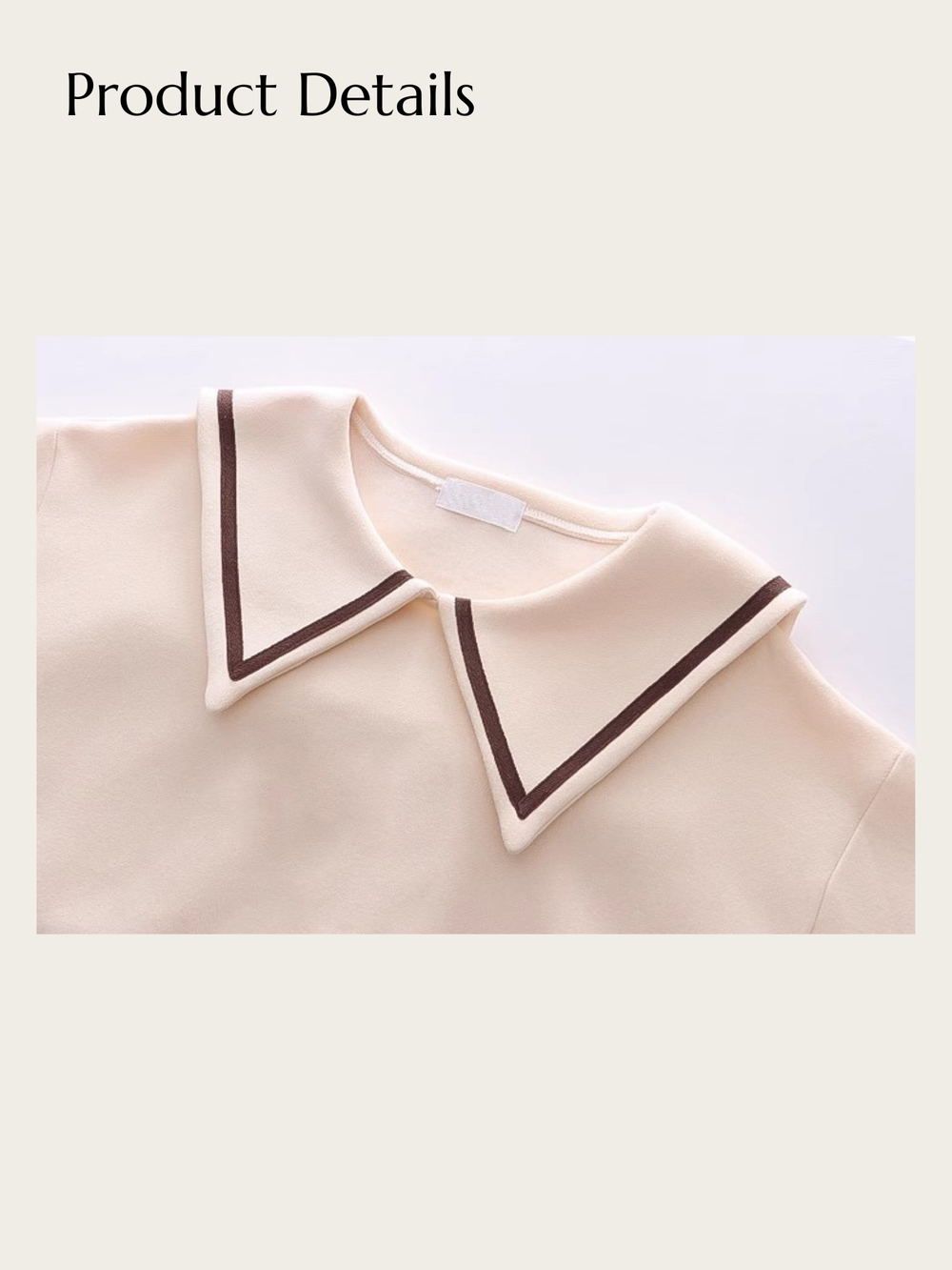 Bear Charm Sailor Sweatshirt - #fffdd0:Cream