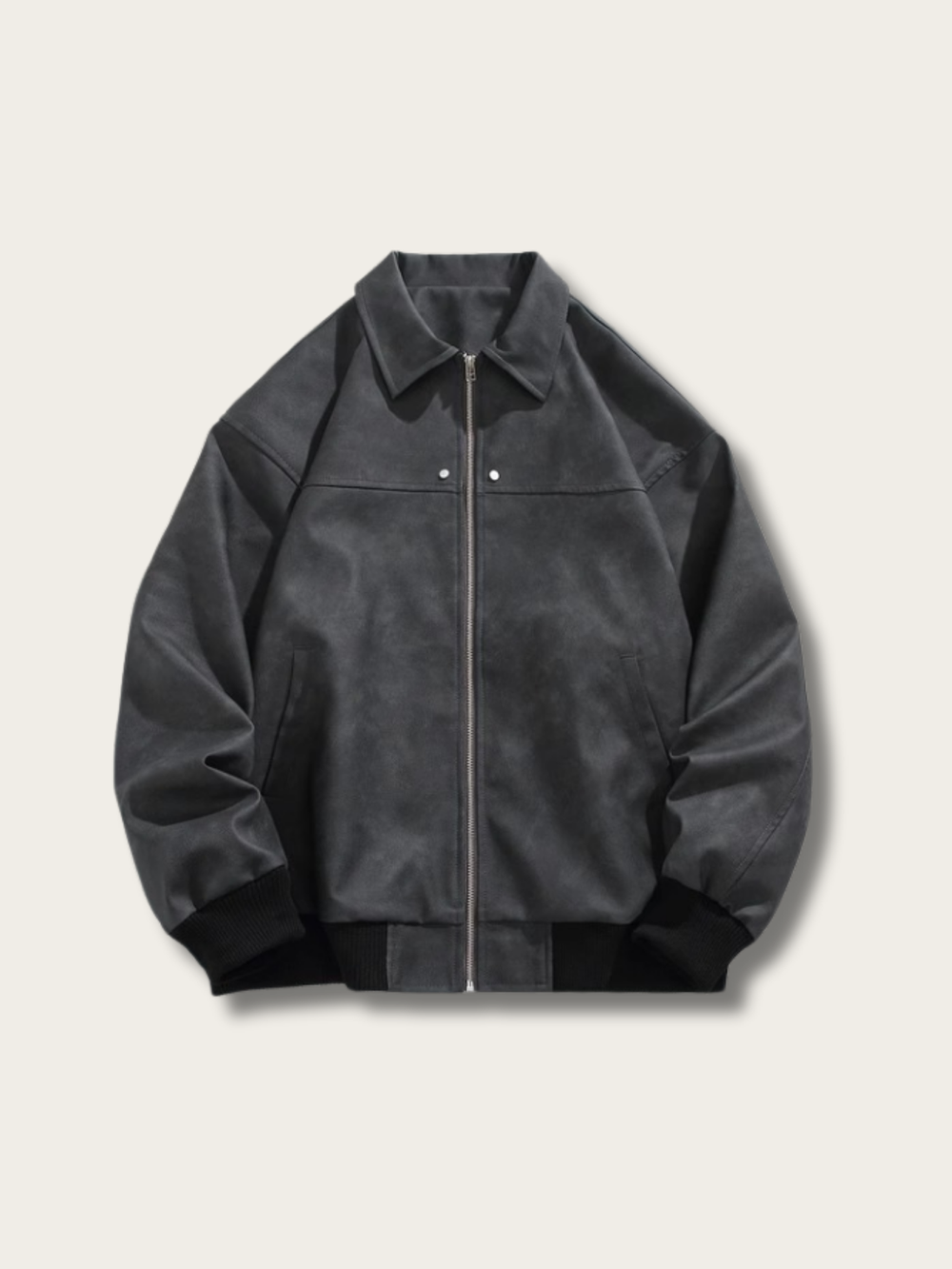 Vintage Luxe Suede Bomber Jacket - #ffc0cb:Pink