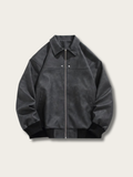 Vintage Luxe Suede Bomber Jacket - #ffc0cb:Pink