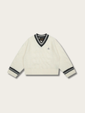 Varsity Emblem Knit Sweater - #000000:Navy Blue