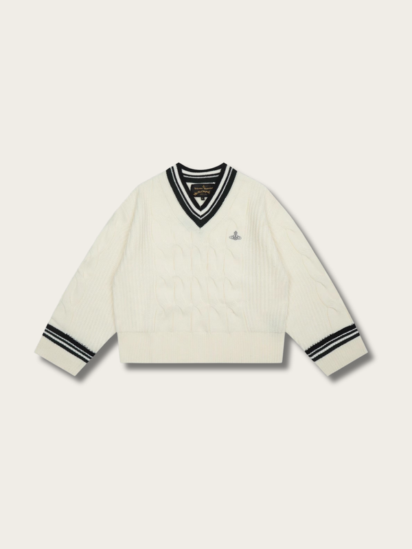 Varsity Emblem Knit Sweater - #000000:Navy Blue
