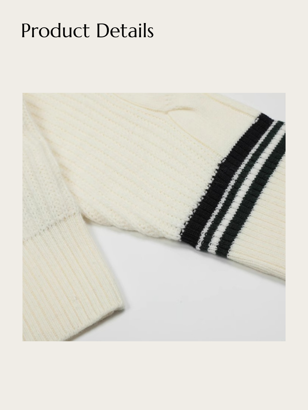 Varsity Emblem Knit Sweater - #fffdd0:Cream