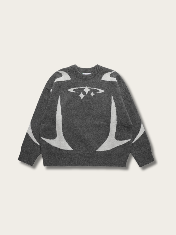Futuristic Vision Knit Sweater - #a9a9a9:Dark Gray