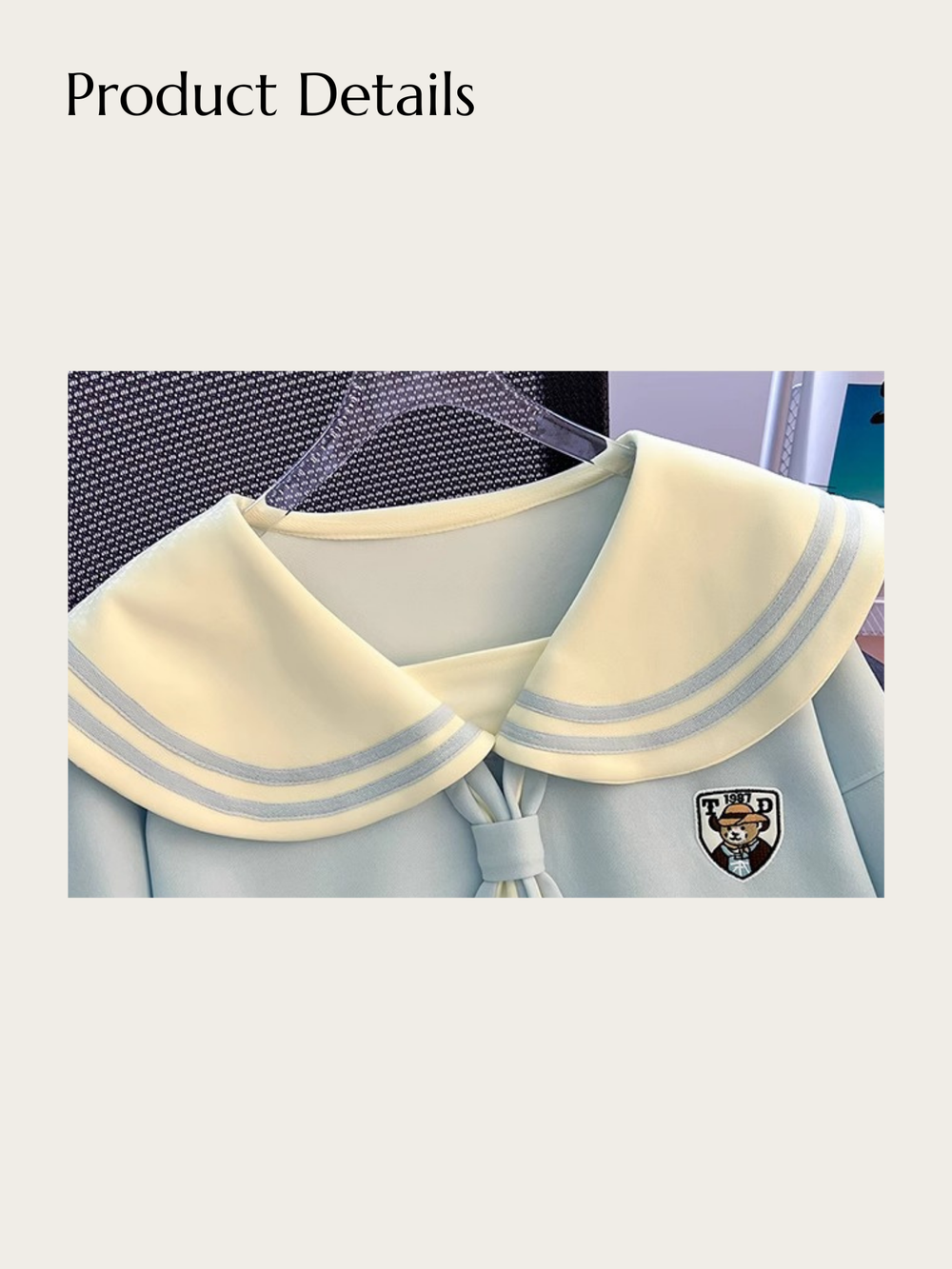 Charming Sailor Tie Sweatshirt - #add8e6:Light Blue