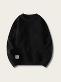 Plush Checkmate Knit Sweater - black:Black