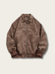Vintage Luxe Suede Bomber Jacket - #ffc0cb:Pink