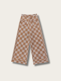 Retro Checkered Wide-Leg Pants - Small