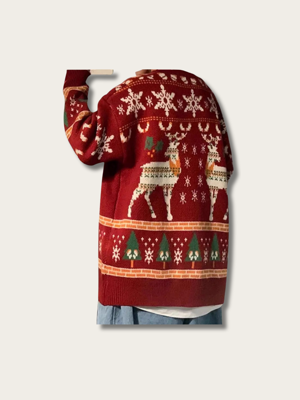 Reindeer Joy Christmas Japanese Sweater - Red