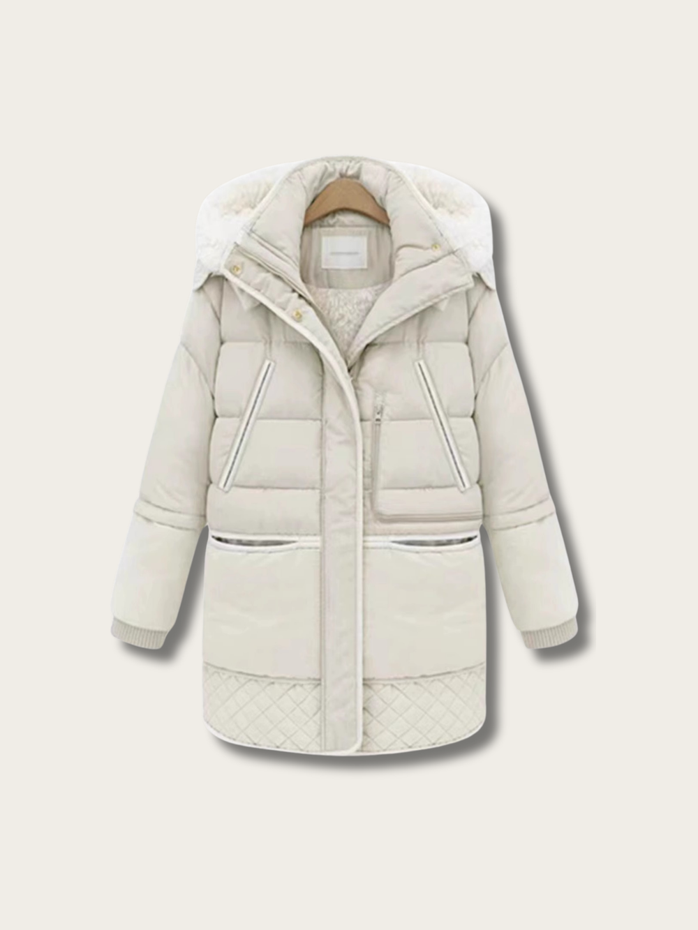Arctic Elegance Wool Parka Jacket - #000000:Black
