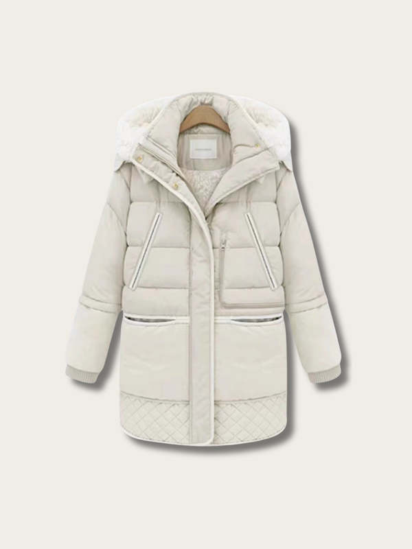 Arctic Elegance Wool Parka Jacket - #000000:Black