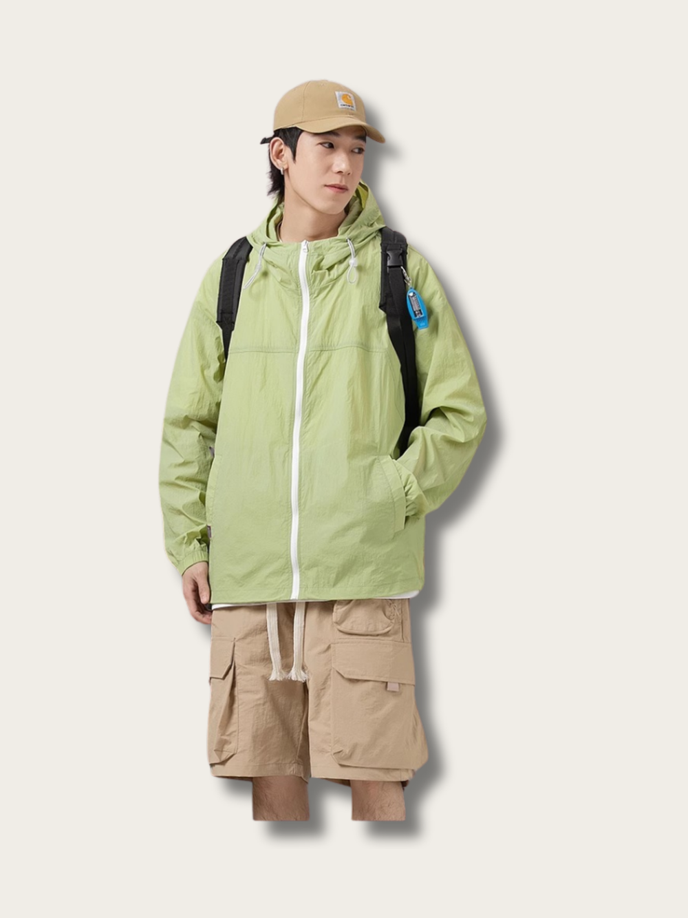 BreezeGuard Hooded Windbreaker - #000000:Black