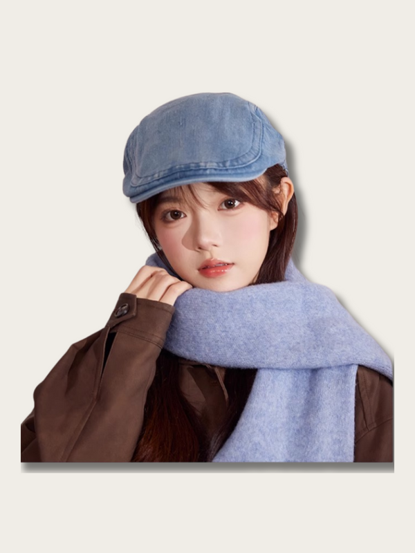 Classic Denim Flat Cap - Medium Blue:Medium Blue