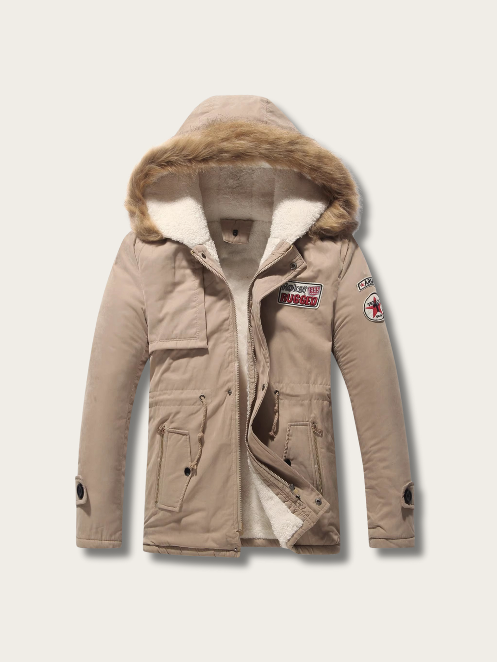Expedition Explorer Wool Parka Jacket - #f5f5dc:Beige
